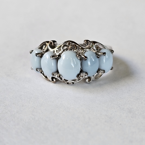 Vintage Genuine Larimar Platinum/925 Ring Sz 9. - Picture 9 of 11